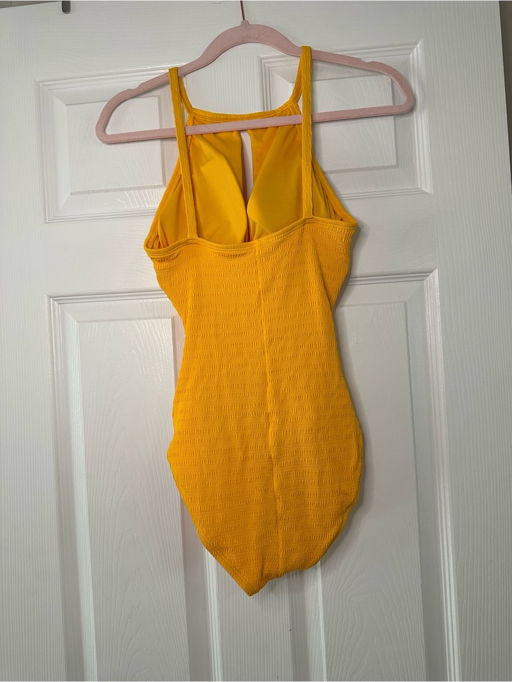 Ellen Tracy Yellow Textured One Piece Swimsuit Size 10 - Picture 2 of 3
